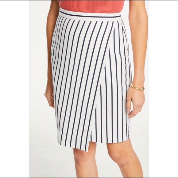Ann Taylor Striped Cotton Faux Wrap Skirt Size 6 - Picture 3 of 16